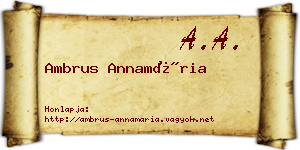 Ambrus Annamária névjegykártya